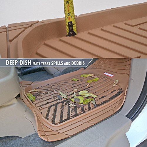BDK Beige Heavy Duty Front & Rear Rubber Floor Mats Universal Liners for Car SUV Van & Truck, All Weather Protection with Anti-Slip Nibs, Fit Contours of Most Vehicles - color: 933-BG