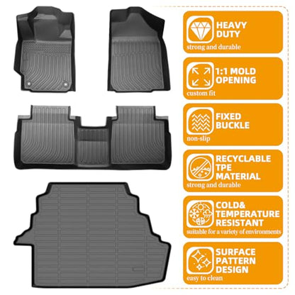 Floor Mats for Toyota Camry 2007-2011(ONLY Gas), NOT for Hybrid, Custom Fit Camry CE XLE SE LE Floor Mats, Front Rear Mats & Cargo Liner, TPE Anti-Slip Waterproof Duty Car Accessor - style: 10)2007-2011|Camry|Floor&Cargo Mats