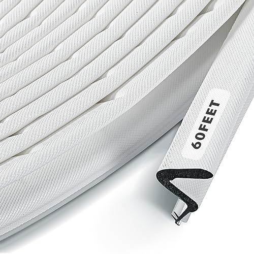 BBTO Weather Stripping Door Seal Exterior Weather Strip for Window V-Shaped Foam Kerf Garage Door Gap Blocker Soundproof Home Improvement Easy to Install(60 Feet,White) - color: White, size: 60 Feet