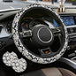 Daisy Steering Wheel Cover for Women Girly,White Daisy Flower 15 Inch Non-Slip Breathable Neoprene Steering Wheel Cover Fit Auto,SUVs,Includes 2 PCS Cup Coasters - color: Daisy