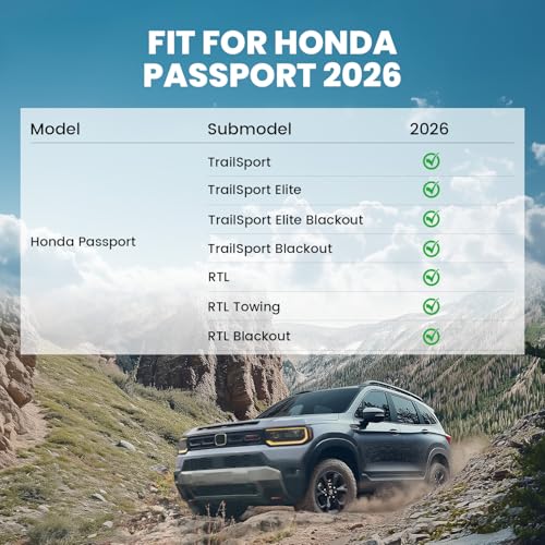 LASFIT Cargo Mat with Backrest Mat for Honda Passport 2026, All Weather TPE Custom Fit Trunk Mat Trunk Liner Trunk Tray Cargo Liner Cargo Tray with Seatback Cover, Black - style: 7）For Honda Passport | 2026 | Cargo Mat