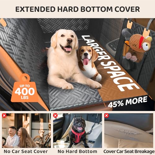 Dog Car Seat Cover for Back Seat, Hard Bottom Back Seat Extender, Back Seat Pet Cover for Dogs - Supports 400lbs, Waterproof Heavy Duty Scratch Dog Hammock for Compact Cars/SUVs, 51in - size: Car/SUV/Small Truck