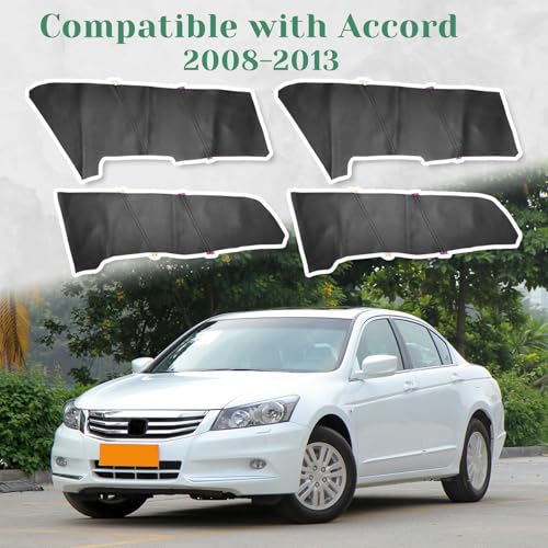 4PCS Door Panel Cover Compatible with Honda Accord 2008-2013 Front and Back Vinyl Leather Insert Cards Protector Trim Black (Only Leather Part)