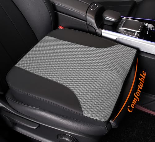 kingphenix Car Seat Cushion – Memory Foam Pad for Driving Comfort – Boosts Height and Relieves Coccyx & Lower Back Pain – Car, Truck, Office Chair (Leather Black & 4D Mesh Gray) - color: Leather Black & 4d Mesh Gray