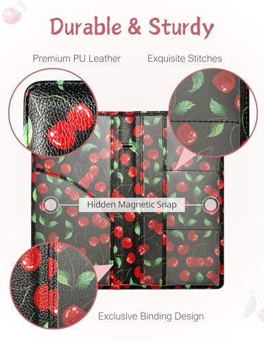 Mymazn Car Registration and Insurance Holder, PU Leather Glove Box Car Organizer with Magnetic Closure, Car Document Holder for Driver's License & Essential Documents (Red Cherry) - color: Red Cherry