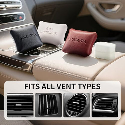 Car Air Freshener Diffuser Rose Sandalwood Scented 2 Pack, Car Fresheners Vent Clip Leather Design, Car Diffuser Wood Scented for 30 days Long Lasting Winered - color: Wine Red