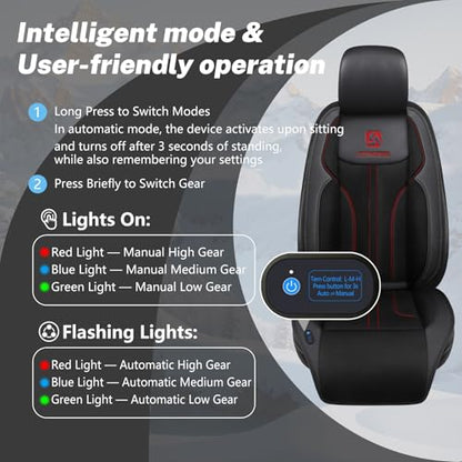 Cooling Car Seat Cover with 2 Powerful Turbo Fans，12V-24V Ventilated Cooling Car Seat Cushion，3-Speed Adjustable Breathable Cooling Seat Cover for Car SUV Truck Universal Fit (Grey) - color: Grey