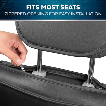 Motorbox Classic Edition Seat Covers, Premium Faux Leather Seat Covers for Cars Trucks Vans SUV, Semi Custom Fit Car Seat Covers Front Seats Only, Automotive Interior Cover - Black - color: Black Front Seats
