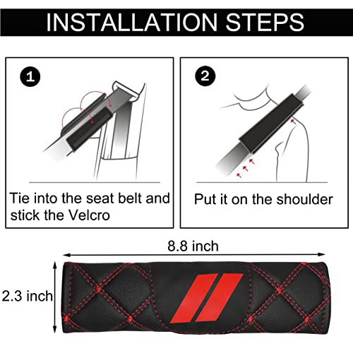 YOSRTER Seat Belt Pad, Shoulder Strap Protection Pad for Dodge Charger Durango Challenger Journey Seat Belt Covering Pad Anti-Scratch Leather Seat Belt Decoration（Red Trim）