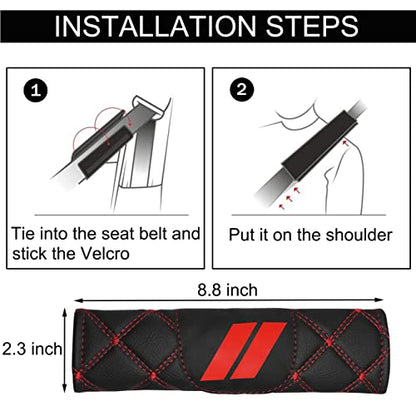 YOSRTER Seat Belt Pad, Shoulder Strap Protection Pad for Dodge Charger Durango Challenger Journey Seat Belt Covering Pad Anti-Scratch Leather Seat Belt Decoration（Red Trim）