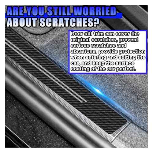 Car Door Sill Protector, Anti-Scratch Automotive Doors Threshold Strip Sticker, Waterproof Auto Door Entry Edge Guard, Carbon Fiber Decoration Trim Cover for Car, SUV, Truck (White-9PCS)