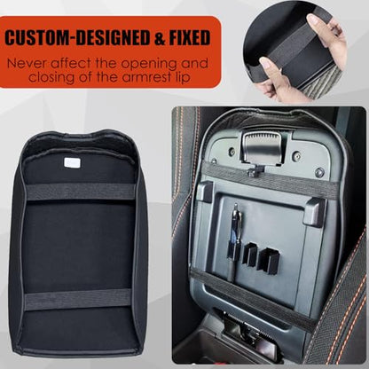 Center Console Cover for Nissan Frontier 2026 2025 2024 2023 2022 - [Upgraded] PU Leather Armrest Cushion Cover for Nissan Frontier Interior Accessories - Thick (Orange Stitches) - size: 1) 22+ |Froniter| Orange Stitch, +Thick Size