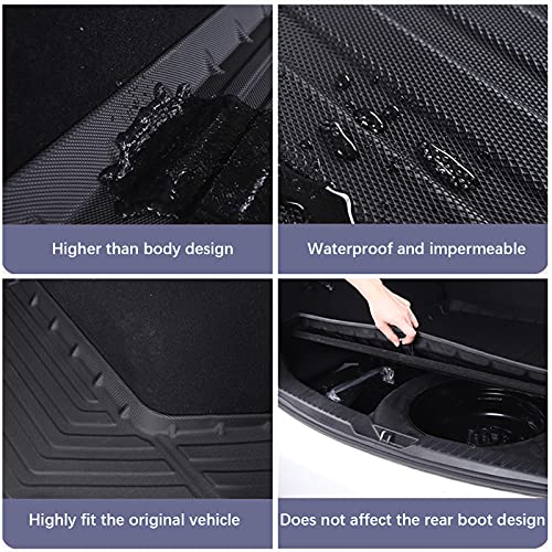 Elsetyler Custom Fit for Cargo Liner 2016-2018 Lincoln MKX/2019-2023 Lincoln Nautilus - Black TPE All Weather Heavy Duty Waterproof Rear Cargo Tray Trunk Floor Mat Protector