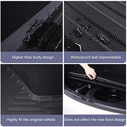 Elsetyler Custom Fit for Cargo Liner 2016-2018 Lincoln MKX/2019-2023 Lincoln Nautilus - Black TPE All Weather Heavy Duty Waterproof Rear Cargo Tray Trunk Floor Mat Protector