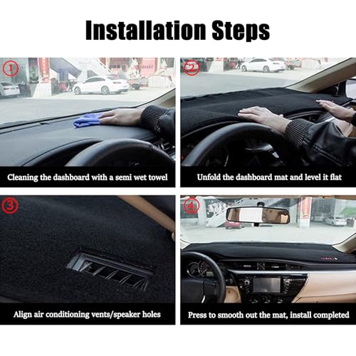 Blazeray Dashboard Cover Dash Cover Mat Pad Carpet Custom Fit for Honda Civic Coupe Sedan/Hatchback 2016 2017 2018 2019 2020 2021 Accessories Anti-Skid Center Console Protector Cover Mat(Black Edge)