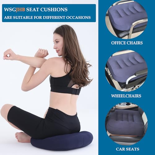 WSGJHB Large Seat Cushion, Extra Thick Booster Seat Cushions for Office Chairs Long Sitting Office Workers, Car Drivers, Relieves Back Pain, Breathable, Anti-Slip, 20x20x6 inchs, Blue - color: Blue Large