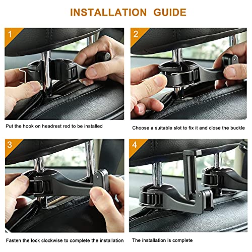 Car Headrest Hook with Phone Holder, Universal 360 Rotation Headrest Hooks for Purses and Bags (Silver) - color: Silver