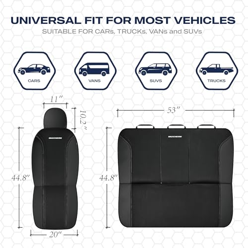 Skechers Memory Foam Seat Covers,Air- Cooled Mesh Thick Car Seat Covers,Leather Front Seat Covers,Airbag Compatible,Automotive Comfort Universal Fit for SUVs,Vans,Sedans,Cars,Trucks,Black - color: Black