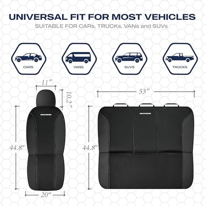 Skechers Memory Foam Seat Covers,Air- Cooled Mesh Thick Car Seat Covers,Leather Front Seat Covers,Airbag Compatible,Automotive Comfort Universal Fit for SUVs,Vans,Sedans,Cars,Trucks,Black - color: Black