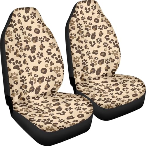 Brown Dog Paw Car Seat Covers Front Set – 2 Front Seat Covers for Cars, Breathable&Washable Car Seat Cover Set, Automotive Interior for Auto Trucks Van SUV - color: Brown Dog Paw