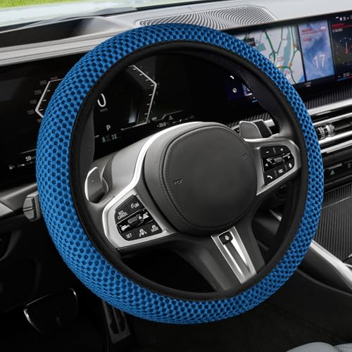 Elastic Stretch Steering Wheel Cover, Steering Wheel Cover, 15" Breathable Auto Steering Wheel Protector, Universal Car Accessories Comfortable Non-Slip Vehicle Steering Wheel Covers for Women Men - color: Blue