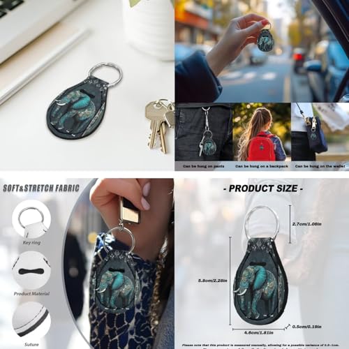 Elephant Printed 15 Pack Car Seat Cover Full Set, Stretchy Car Interior Covers Set Front Rear Seat Protector Seat Belt Pad Steering Wheel Protector Keychain - color: Black and Green-Elephant