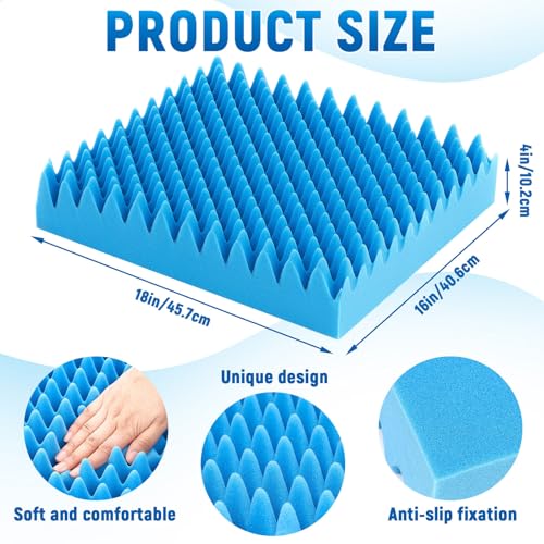 Geiserailie 2 Pcs Egg Foam Pad Eggs Chair Cushion to Relieve Back Foam Seat Cushion Chair Accessories Pad for Office Recliner Wheelchair Home Car (Egg, Blue)