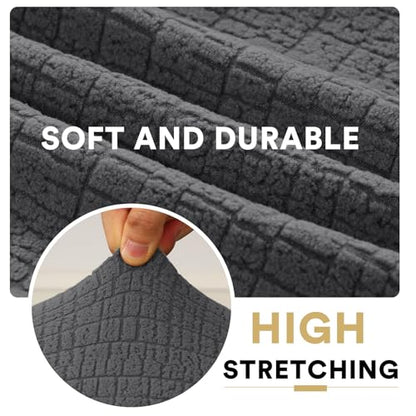 H.VERSAILTEX 100% Waterproof RV Dinette Cushion Covers Stretch Camper Seat Covers Replacement Cushion Covers Washable Seat Covers Jacquard Crizzle Pattern (1 Backrest & 1 Bench Cover, Grey) - color: Grey, size: 1 Set