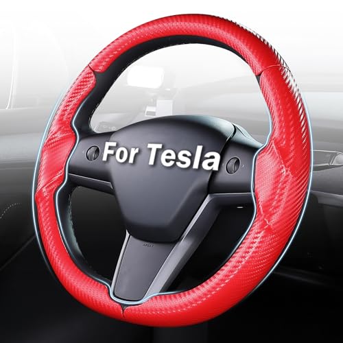 Steering Wheel Cover for Tesla Model 3 (2017-2023) / Model Y (2020-2024),Anti-Slip,Comfortable Grip, Breathable,Customized for Tesla Model 3/Y Accessories,Matte Red - color: Matte Red, size: For Model 3 (2017-2023) / Model Y (2020-2024)