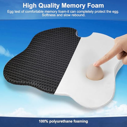 Premium Car Seat Cushion for Enhanced Comfort - 100% Polyurethane Wedge-Shaped Memory Foam Design, Improves Driving Visibility & Relieves Sciatica and Coccyx Pain.