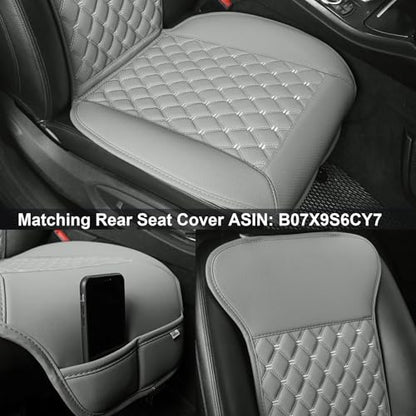 Black Panther 1 Pair Luxury Car Seat Covers Protectors, Universal Anti-Slip Driver Seat Cover with Partial Backrest Coverage (Middle Part Only), Diamond Pattern, Compatible with 95% Cars (Grey) - color: Pair -Diamond- Light Grey