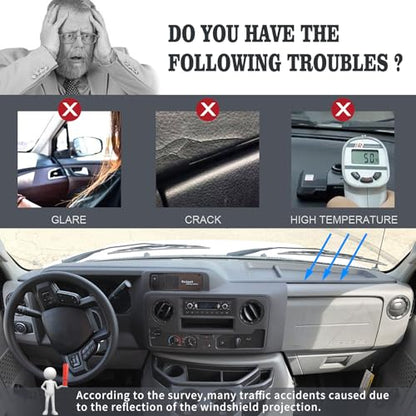 Dashboard Cover Custom Fit for Ford Econoline E150 E250 E350 E450 Super Duty Wagon Cargo Van 2009-2015,Dash Cover Mat Pad Carpet Protector (Dark Gray) - color: 2009-2015 Dark Gray