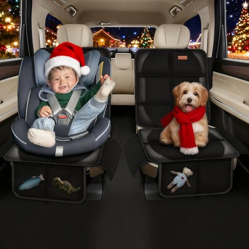 Car Seat Protector Covers for Child Car seat mat, 600D Waterproof Non-Slip with Storage Pockets, Cushion Protectors Large Size, Prevent Dirt Scratches (Black 2)