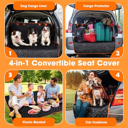 SUV Cargo Liner for Dogs, Waterproof Cargo Liner for SUV, Pet Dog Cargo Cover Mat with Bumper Flap Protector, Nonslip Car Trunk Mat for Sedans Vans, Universal Fit (90" L x 55" W)