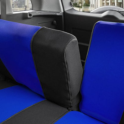 FH Group Full Cover Rear Bench Car Seat Cover – Universal Fit, Split Bench Design with Zipper, Compatible with 60/40 & 40/60 Split Seats, SUV & Van – Blue - color: Blue, style: Rear Set