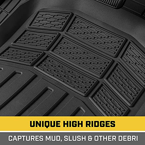 Cat® CAMT-9013 (3-Piece) Heavy Duty Deep Dish Rubber Floor Mats, Trim to Fit for Car Truck SUV & Van, All Weather Total Protection Durable Liners Black, 29.5" L x 21" W x 1" Th - color: Black, style: CAMT-9013