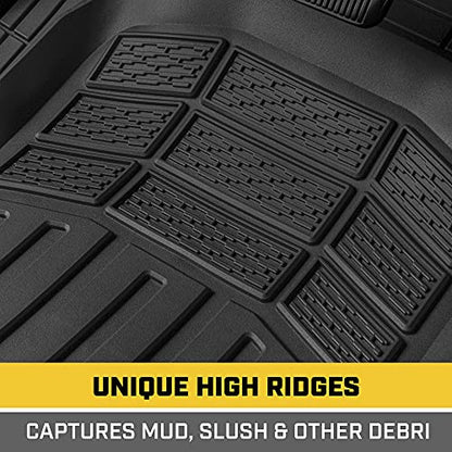 Cat® CAMT-9013 (3-Piece) Heavy Duty Deep Dish Rubber Floor Mats, Trim to Fit for Car Truck SUV & Van, All Weather Total Protection Durable Liners Black, 29.5" L x 21" W x 1" Th - color: Black, style: CAMT-9013