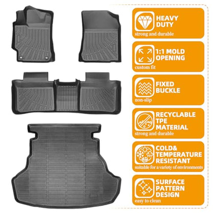Floor Mats for Toyota Camry 2012 2013 2014 2015 2016 2017, Custom Fit Camry LE SE XLE XSE Hybrid LE SE XLE, 1st & 2nd & Cargo Liner, TPE Anti-Slip Waterproof 2012 Camry Floor Mats Car Accessories - style: 10)2012-2017|Camry|Floor&Cargo Mats