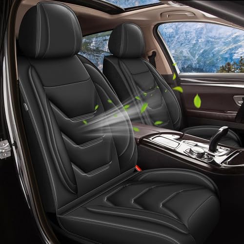 Seat Covers for Jeep Renegade 2015-2024: 5 Seat Full Set Breathable Car Seat Covers Faux Leather Automotive Seat Cushion(Black) - color: #089-Black, size: 11-Renegade-5 seat covers full set