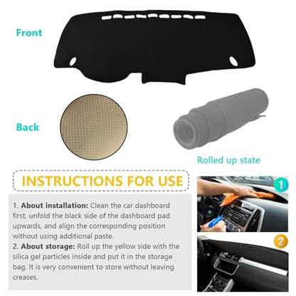 Dashboard Cover Suitable for Honda FIT 2008 2009 2010 2011 2012 2013 Car Dashboard Cover Sun Visor Mat Non-Slip Polyester Dashboard Accessories (Black) - size: 2008-2013 For Honda FIT