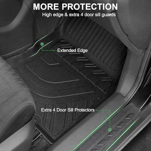 Floor Mats Fit for Nissan Rogue 2014-2020 (NOT for Sport/Select/Hybird/7-Seat), TPE All Weather Durable 1st and 2nd Row Floor Liners Door Sill Guards for Nissan Rogue Accessories