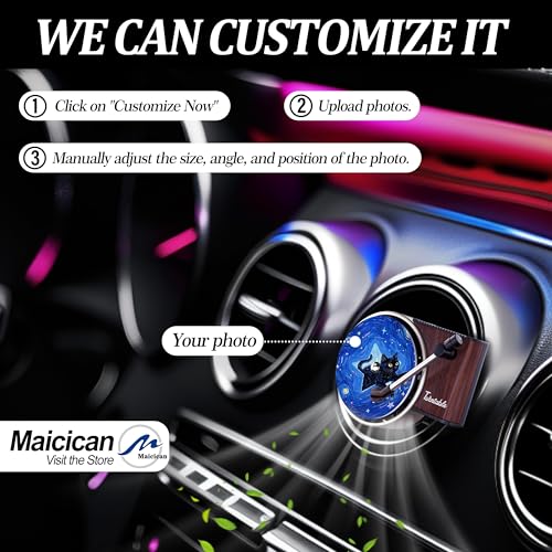 Maicican 12 PCS Starry Sky Cat Car Air Freshener Vent Clip, Cute Car Air Freshener with Record Player Design, Unique Car Accessories and Decor for Music Lovers or Cat Lover (Customized White A) - color: Customized White A