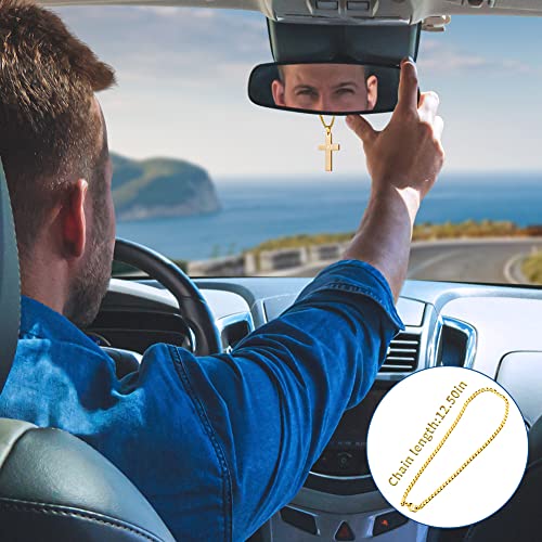 Cross Pendant for Car Rearview Mirror Hanging Cross Charm for Car Accessories Jesus Ornament Stainless Steel Lord's Prayer Cross Necklace With Bible Verse Religious Adult Men Jewelry (Gold)