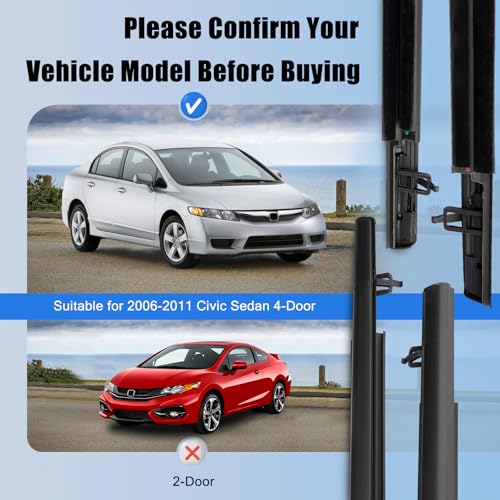 4Pcs Weatherstrip Window Moulding Trim Seal Belt Compatible with 2006-2011 Honda Civic Replace# 72460-SNA-A01 72410-SNA-A01 - color: 2006-2011, size: For Honda Civic