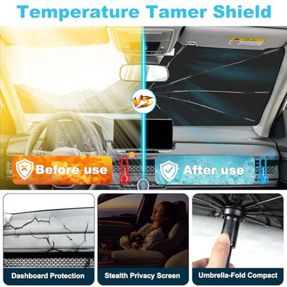 Windshield Sun Shade Umbrella Custom Fit for Jeep Wrangler JL 2018-2025 2026 Foldable UV Protection Car Cover, Emergency Rain Shield & Dashboard Protector - Durable Auto Accessory - size: For Jeep Wrangler JL 2018+