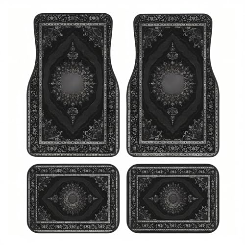 Universal Fit Car Floor Mats Set of 4Pcs, Black European Pattern All-Weather Front Rear Car Carpet Mats, Non-Slip Car Floor Mat Car Accessories for Automotive Trucks SUV Sedans Vans - color: Black European Pattern