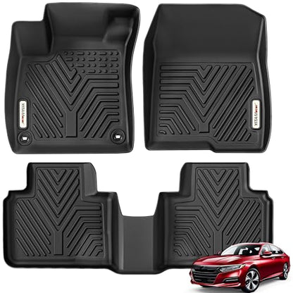 YITAMOTOR Floor Mats Fit for Honda Accord 2018-2022, TPE All Weather Custom Floor Liners 1st & 2nd Row, Black - style: 2018-2022 Accord 1st & 2nd Row