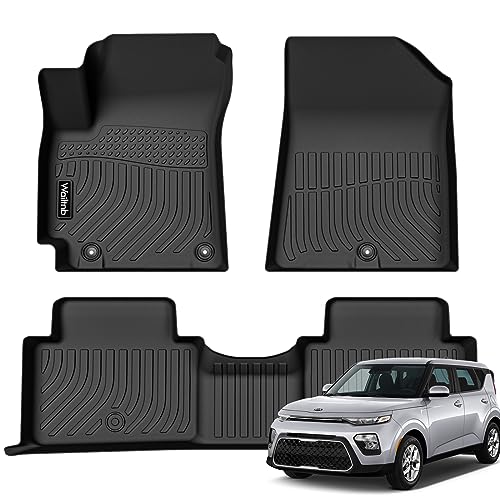 Floor Mats Custom for Kia Soul 2024-2020 All Weather Protection TPE Waterproof Non-Slip Durable Floor Liners Fits Front& 2nd Row Full Set Black Accessories - style: 15|For Soul|2020-2026|Mat