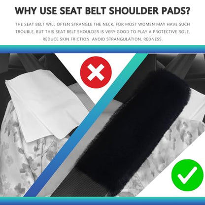 2 Pcs Soft Faux Fur Universal Fit Seat Belt Cover Pad, Seatbelt Cushion, Seatbelt Covers, Seat Belt Covers, Car Seatbelt Cover,Soft Shoulder Seat Belt Pad (Black) - color: Black