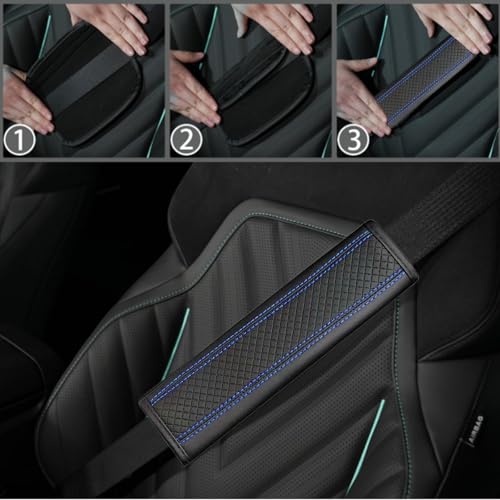 NBTEPEM 6 PCS Car Steering Wheel Cover Set, Microfiber Leather Steering Wheel Covers Universal 14.5-15 inch, Center Console Cover, Seat Belt Cushion, Cup Holder Coaster, Car Accessories Set Blue - color: Black with blue, size: Steering Wheel Cover Set